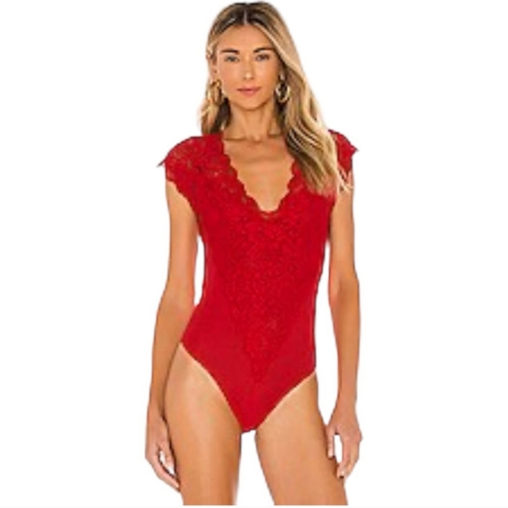 We Are Hah Lady Like Bodysuit In Rouge Red